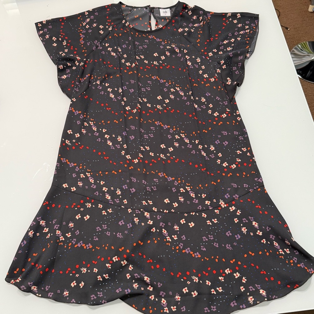 CAbi Black Ruffled Peplum Sundress‎ with Flutter Sleeves
